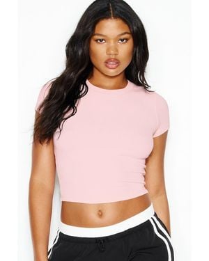 Garage Snatchrib Cropped Crewneck T-Shirt - Pink