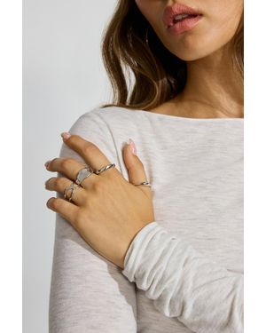 Garage Set Of 4 Wavy Minimal Rings - Gray