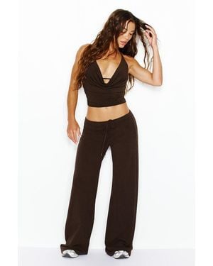 Garage Stretchterry Wide Leg Pants - Brown