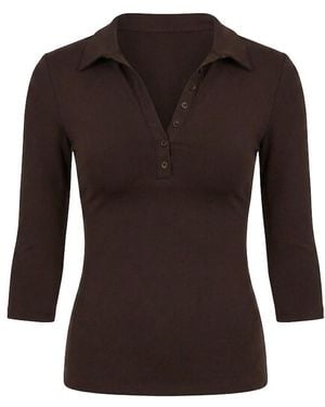 Garage Sleek 3/4 Sleeve Polo Top - Black