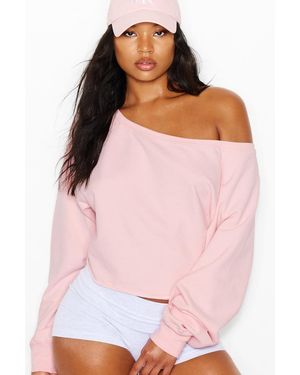 Garage Softterry Raw-Edge Off Shoulder Sweatshirt - Pink
