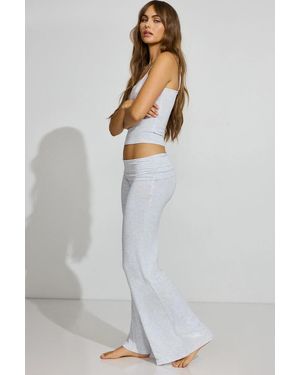 Garage Sheer Ribbed Foldover Pants - Gray