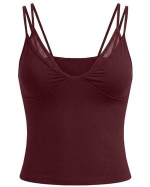 Garage Active Mesh Plunge Cami Top - Red