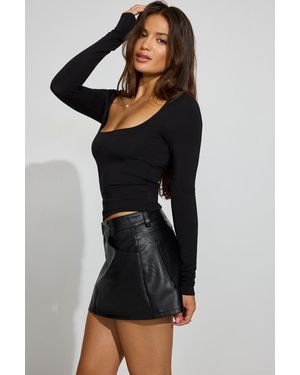 Garage Faux Leather Micro Skort - Black