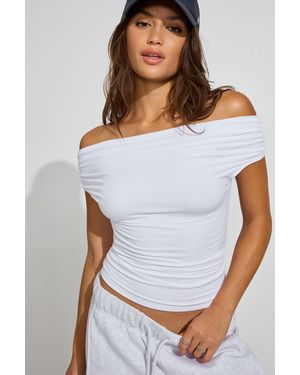 Garage Smooth Off Shoulder T-Shirt - White