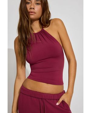Garage Shirred Low Back Halter Top