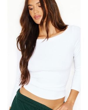 Garage Snatchrib Three Quarter Sleeve Top - White