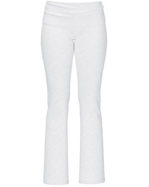 Garage Soft Cotton Fold Over Flare Trousers - White