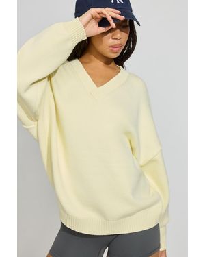 Garage V-Neck Oversized Sweater - Yellow