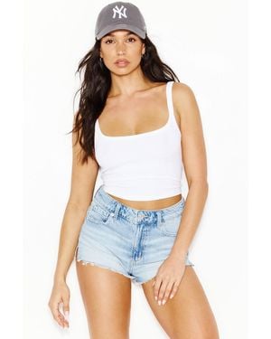 Garage High Rise Cheeky Denim Shorts - Blue