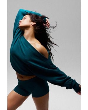 Garage Softterry Rib Off Shoulder Sweater - Blue