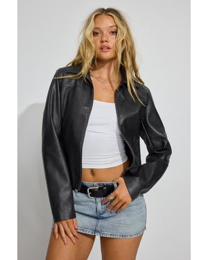 Garage Faux Leather Worker Jacket - Grey