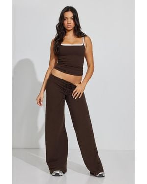 Garage Stretchterry Wide Leg Pants - Brown