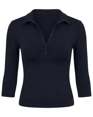 Garage Sleek 3/4 Sleeve Polo Top - Blue