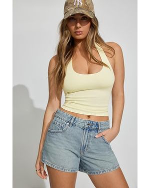 Garage Denim Relaxed A-Line Shorts - Blue