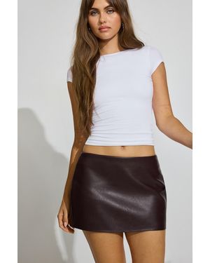 Garage Micro Faux-Leather Bodycon Skort - Black