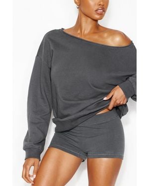 Garage Softterry Off Shoulder Sweatshirt - Grey