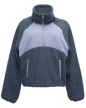 Garage Sherpa Mixed Media Half Zip Jacket - Blue
