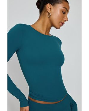 Garage Sleek Crewneck Long Sleeve Top - Blue