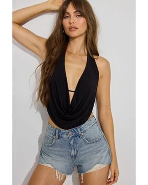 Garage Open Back Cowl Top - Blue