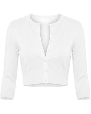 Garage Ultra Cropped Cardigan Long Sleeve Top - White