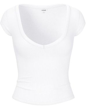 Garage Snatchrib Deep V-Neck T-Shirt - White
