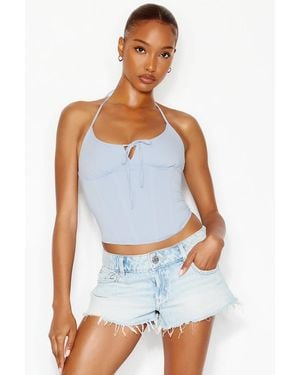 Garage Halter Cami Bustier Top - Blue