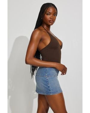 Garage Low Rise Bodycon Denim Skort - Blue