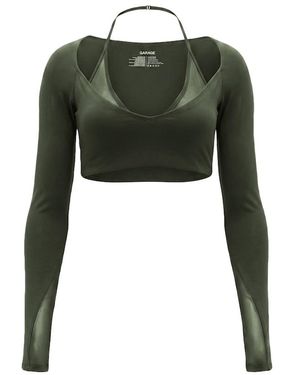 Garage Active Layered Mesh Long Sleeve Top - Green