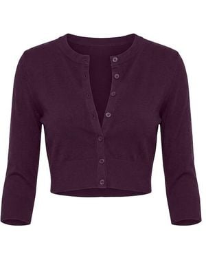 Garage Ultra Cropped Cardigan Long Sleeve Top - Purple