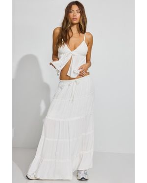 Garage Tiered Maxi Skirt - White