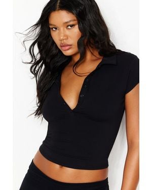 Garage Sleek Short Sleeve Polo Top - Black