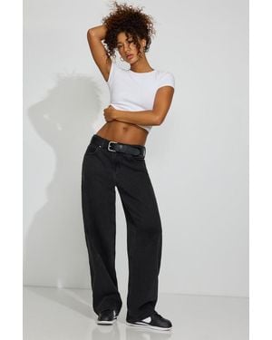 Garage Relaxed Washed Black Cotton Jeans - Blue