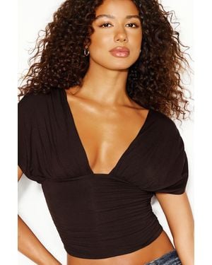 Garage Plunge Open Tie Back Top - Black
