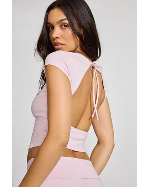 Garage Crew Neck Open Back Tie Top - Natural