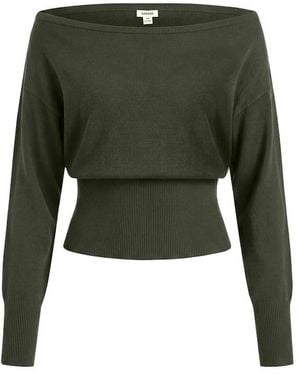 Garage Off Shoulder Reset Long Sleeve Top - Green