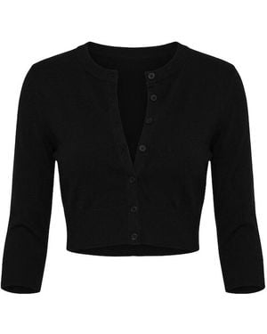 Garage Ultra Cropped Cardigan Long Sleeve Top - Black