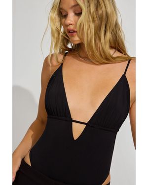 Garage Plunge Tie Back Bodysuit - Black