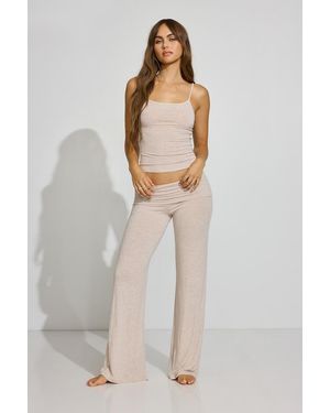 Garage Sheer Ribbed Foldover Pants - White