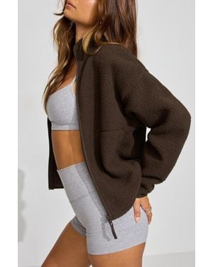 Garage Sherpa Fleece Full Zip Jacket - Brown