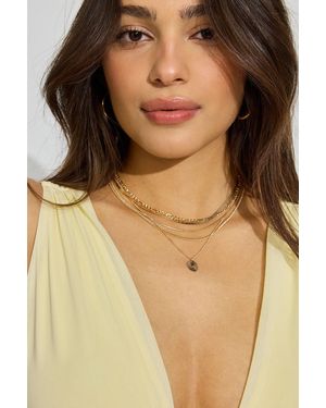 Garage Set Of 5 Clean Diamond Cut Oval Necklaces - White