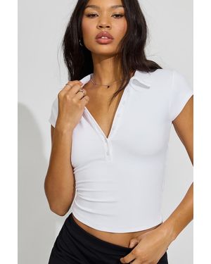 Garage Sleek Short Sleeve Polo Top - White