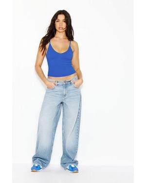 Garage Sleek Deep V-Neck Cami Top - Blue