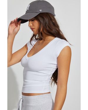 Garage Snatchrib Deep V-Neck T-Shirt - White