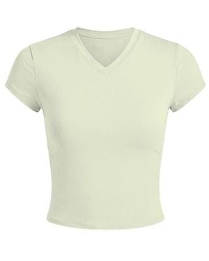 Garage Sleek High V-Neck Short Sleeve Top - Green
