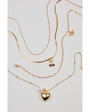 Garage Set Of 4 Angel And Cherry Pendant Necklaces - Black