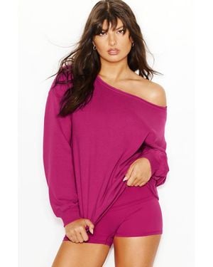 Garage Softterry Off Shoulder Sweatshirt - Pink