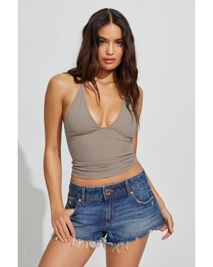 Garage Ultra Low Rise Relaxed Denim Shorts - Blue