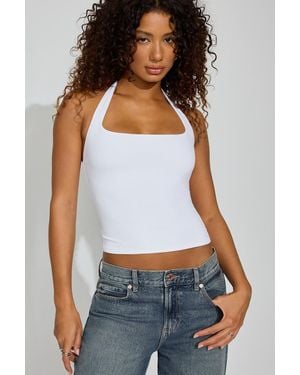 Garage Square Neck Tie Halter Top - White
