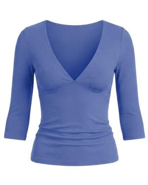 Garage Plunge 3/4 Sleeve Top - Blue